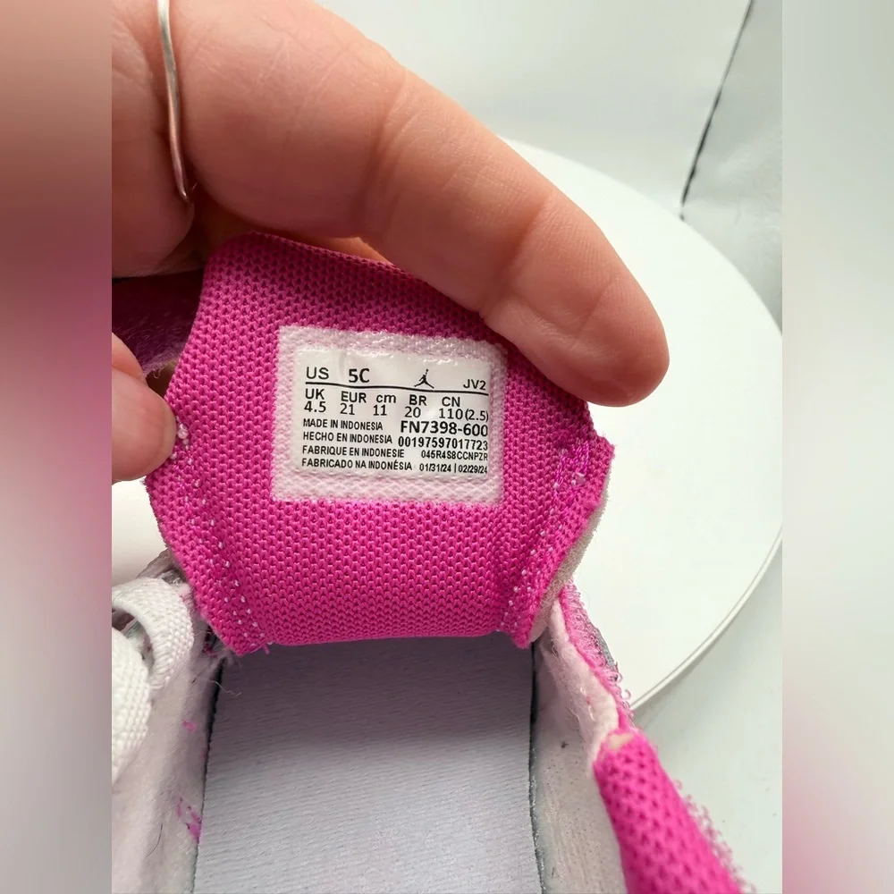 Nike Air Jordan 1 Low Toddler Sneakers Pink White | Size 5C | FN7398-600 - Picture 7 of 7